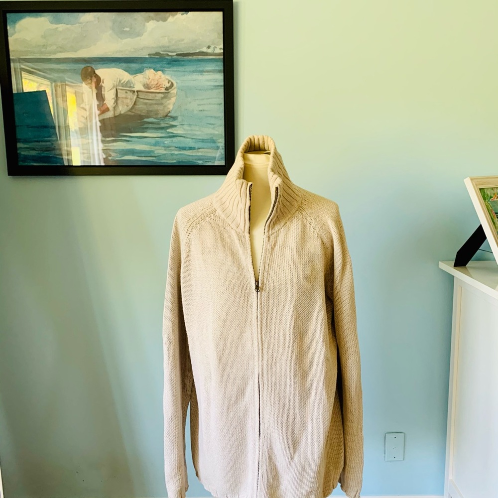 Men’s Zara Sport Oatmeal Linen/Cotton Cardigan XL - Picture 2 of 5